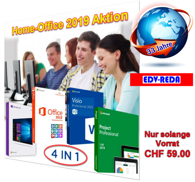 Windows 10 Pro + Office 2019 Bundle 32/64 Bit